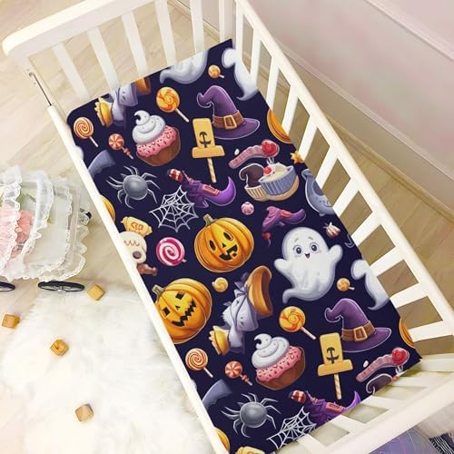 Qilmy Halloween Ghosts Fitted Crib Sheet for Babies
