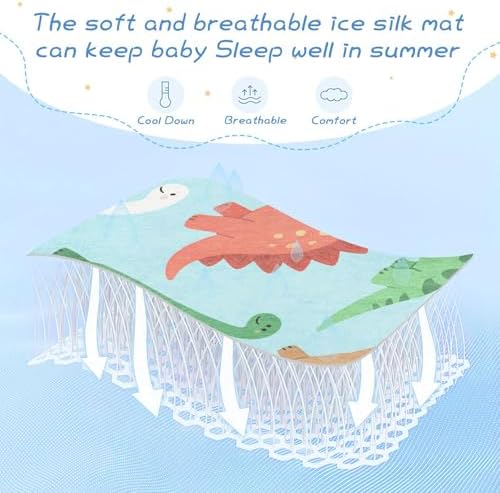 Blue Dinosaur Cooling Baby Waterproof Crib Mattress Pad