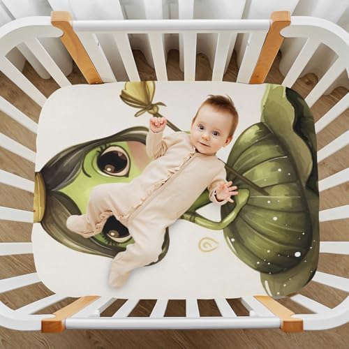 Wajiw Frog Crib Sheets Soft Breathable Fitted for Standard and Toddler Mattresses