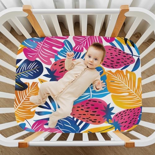 Wajiw Strawberry Crib Sheets Soft Breathable Fitted