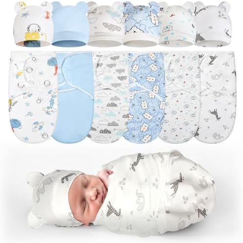Ramede 6 Pack Preemie Swaddle Blankets with Hats 1