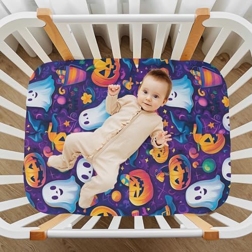 Qilmy Cartoon Ghosts Fitted Crib Sheet for Baby 1