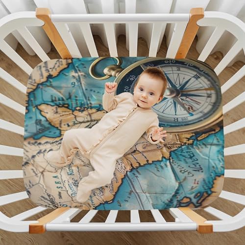 Wajiw Ocean Map Crib Sheets for Girls and Boys 1