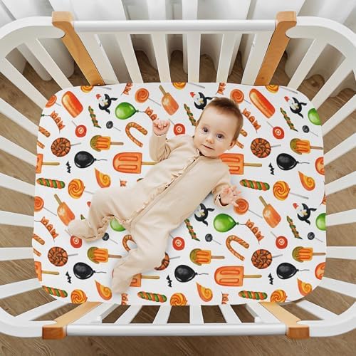 Qilmy Halloween Fitted Crib Sheet for Baby Soft Breathable 28x52in