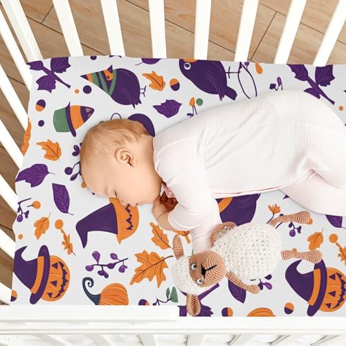 Qilmy Halloween Pumpkins Crib Sheet for Baby