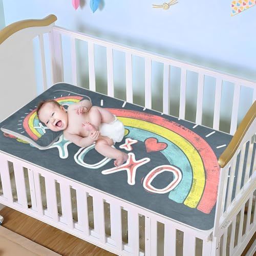 XOXO Hugs Kisses Cooling Baby Crib Mattress Protector 28x52