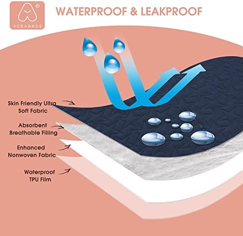 ACRABROS Waterproof Crib Mattress Protector Pad 2-Pack