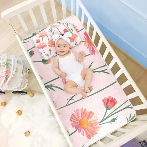 Cooling Calendula Pink Baby Mattress Pad 28x52