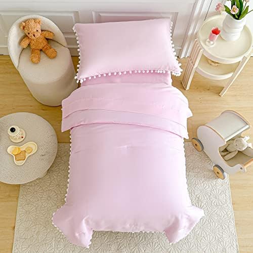 UOZZI BEDDING Toddler Bedding Set 4 Pieces Pink Boho