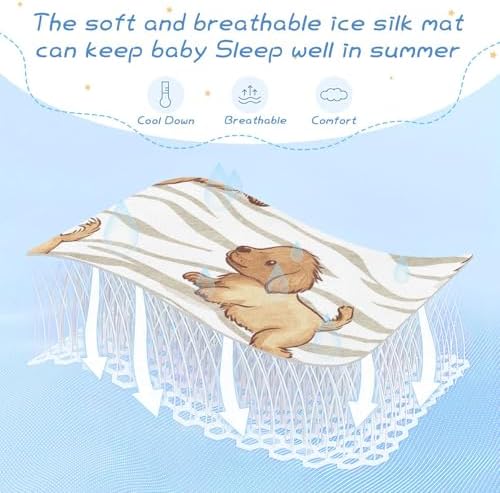 Cute Cartoon Brown Puppies Cooling Baby Mattress Pad 28x52