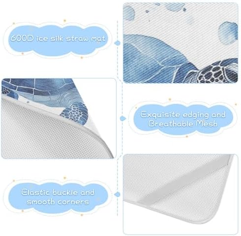 Blue Flower Cooling Baby Mattress Protector 28x52 Inch