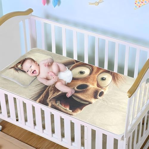 Cooling Funny Horse Design Baby Mattress Pad Protector 28x52 Reusable