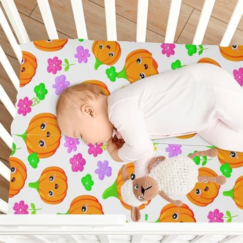 Qilmy Halloween Pumpkins Fitted Crib Sheet for Baby