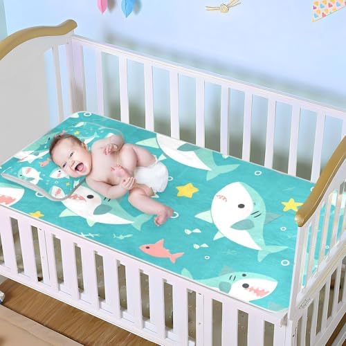 Blue Shark Cooling Baby Crib Mattress Topper 28x52