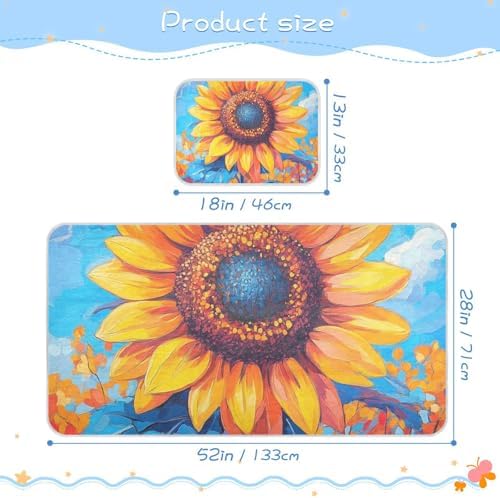Blue Cartoon Sunflower Cooling Mattress Pad for Baby Toddler