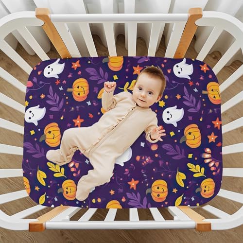 Qilmy Cute Pumpkins Crib Sheet for Baby Soft and Breathable