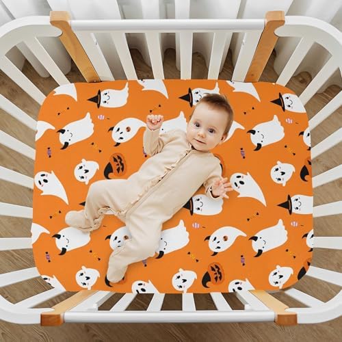Qilmy Halloween Ghosts Fitted Crib Sheet for Baby Soft and Breathable