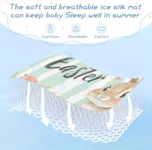 Cooling Baby Mattress Pad 28x52in Easter Cartoon Rabbit Design