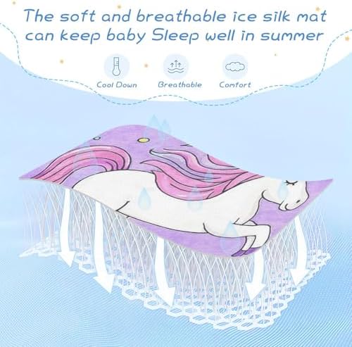 Cute Cartoon Unicorn Purple Peach Cooling Baby Mattress Pad Cover