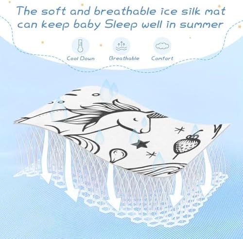 Cooling Baby Mattress Pad 28x52 Unicorns Design
