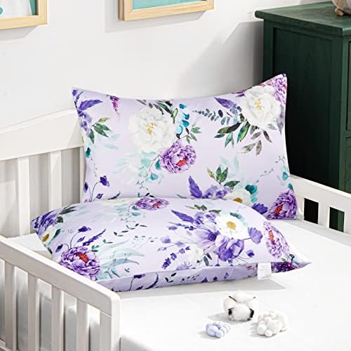 CARUILI Toddler Pillowcase 2 Pack Purple Floral