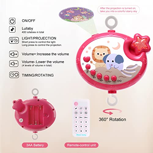 YUNGCHI Baby Mobile with Music Lights and Toys - Red