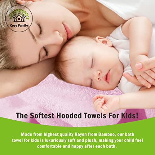 Cosy Family 3 Pack Baby Hooded Towels - Ultra Soft Bamboo Rayon