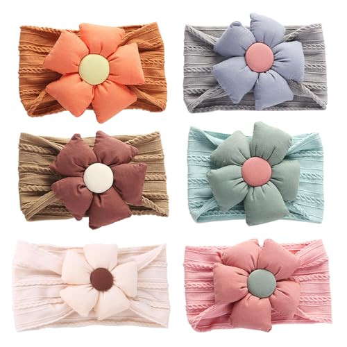 Chiduerm 6Pcs Soft Stretchy Flower Headbands for Baby Girls