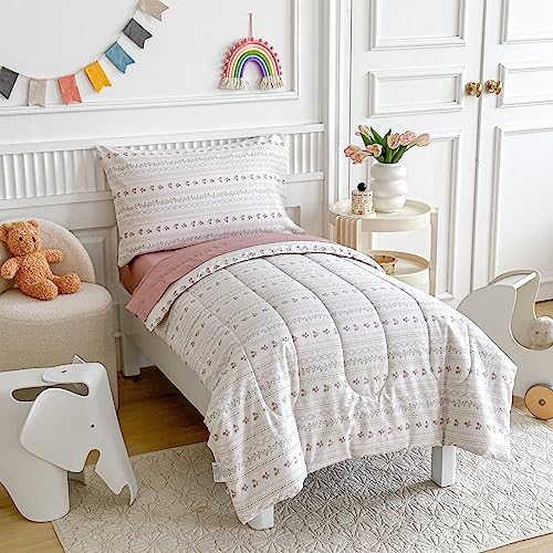 Joyreap 4 Piece Cotton Toddler Bedding Set for Girls