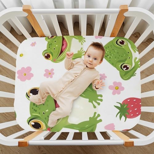 Wajiw Frogs Crib Sheets Soft Breathable Fitted Bedding
