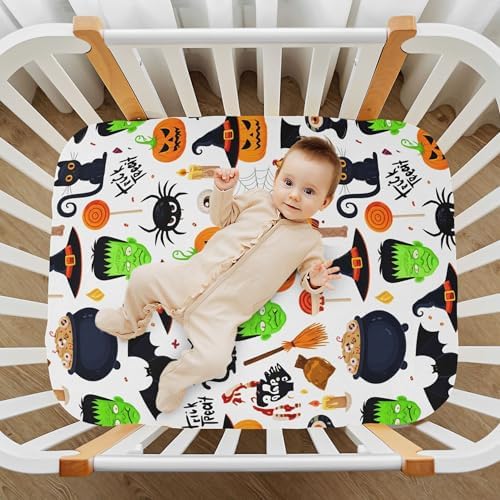 Qilmy Halloween Fitted Crib Sheet for Kids