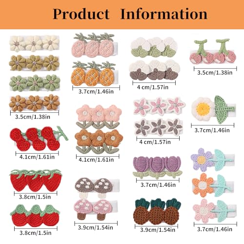 24 Pack Baby Girls Hair Clips with Fully Lined Barrettes