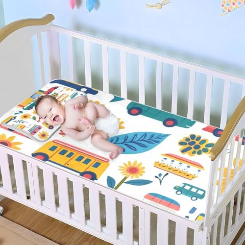 Cute Cartoon Car Sunflower Baby Mattress Pad