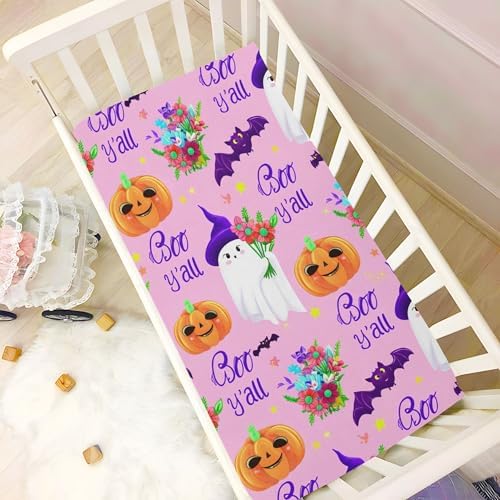 Qilmy Halloween Ghosts Crib Sheet for Baby Soft Breathable Fitted Sheet