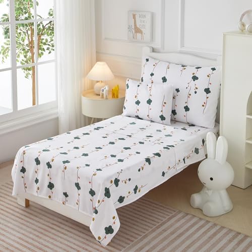 Mucalis Green Floral Toddler Bedding Set for Girls
