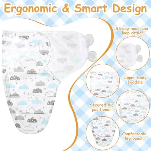 Ramede 6 Pack Preemie Swaddle Blankets with Hats 1