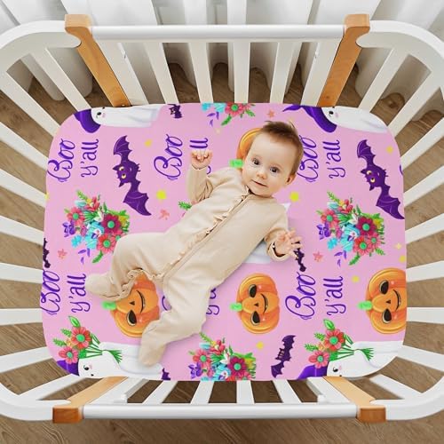 Qilmy Halloween Ghosts Crib Sheet for Baby Soft Breathable Fitted Sheet