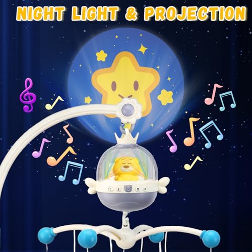 Baby Crib Mobile with Night Light Music and Remote Control