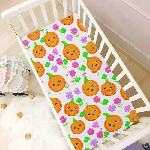 Qilmy Halloween Pumpkins Fitted Crib Sheet for Baby