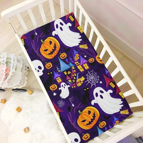 Qilmy Halloween Ghosts Fitted Crib Sheet for Baby Bed