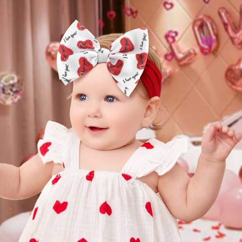 YanJie Red Pink Valentine Bow Headband for Baby Girl