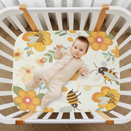 Wajiw Bees Crib Sheets for Girls and Boys