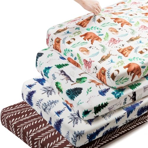 4-Pack N Play Sheets Woodland Forest Animals Neutral Unisex