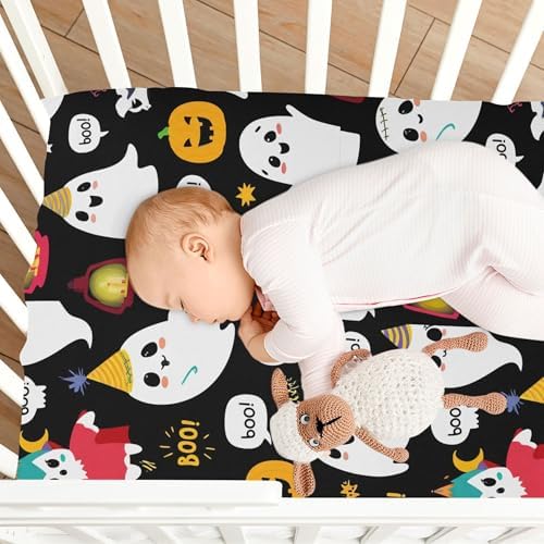 Qilmy Halloween Ghosts Crib Sheet Soft Breathable for Babies