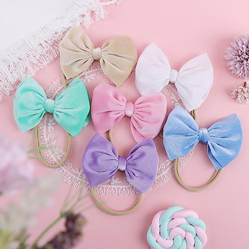 YanJie Velvet Baby Headbands 6 Pack for Newborn Girls