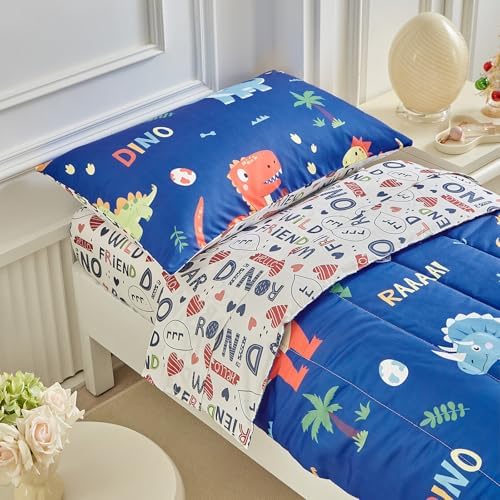 UOZZI Dinosaur Toddler Bedding Set Navy 4P