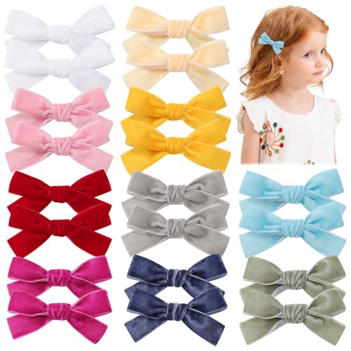 20PCS Velvet Hair Bow Clips for Girls
