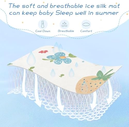 Cooling Strawberry Flower Mattress Pad 28x52 Reusable Waterproof for Baby