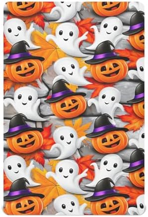 Qilmy Halloween Pumpkins Fitted Crib Sheet for Kids