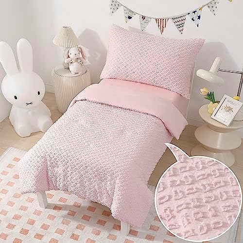 VIVILINEN Toddler Bedding Set for Girls 4-Piece